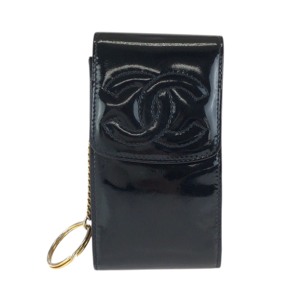 CHANEL Vintage Coco Mark Black with Gold Hardware Enamel Small Item Case IQOS...